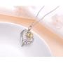 Sterling Silver You Are My Sunshine Sunflower CZ Heart Pendant Necklace 18'' for Girls Women
