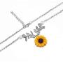 NICEMOVIC Sunflower Pearl Necklace Sweet Resin Daisy Flower Choker Necklace Leaf Pendant Necklace Fashion Jewelry Gift for Women and Girls.(Silver)