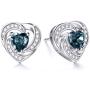 925 Sterling Silver Simulated Birthstone Halo Heart Stud Earrings with Austrian Crystals, Anniversary Valentines Birthday Jewelry Gifts for Women