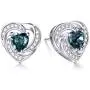 925 Sterling Silver Simulated Birthstone Halo Heart Stud Earrings with Austrian Crystals, Anniversary Valentines Birthday Jewelry Gifts for Women