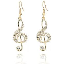 Women Dangle Earrings,Musical Note Drop Earring for Girl Rhinestone Earring Hook Earring with CZ Crystal