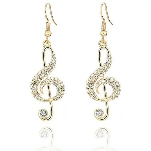 Women Dangle Earrings,Musical Note Drop Earring for Girl Rhinestone Earring Hook Earring with CZ Crystal Women Dangle Earrings,Musical Note Drop Earring for Girl Rhinestone Earring Hook Earring with CZ Crystal