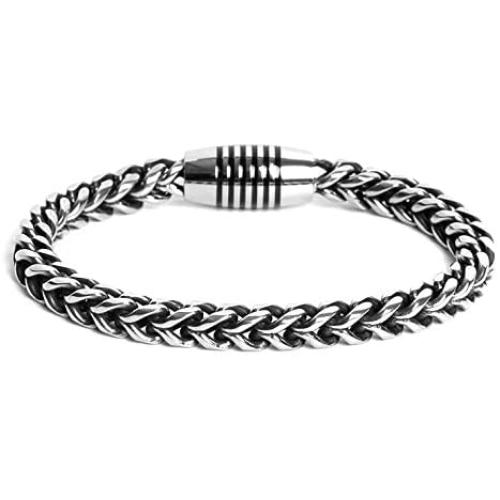 Thick Mens Large Link Chain Bracelet Silver Stainless Steel Bracelet Cuban Chain Type
