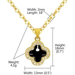 Haiyin Jewelry Lucky Four Leaf Clover Pendant 24K Gold Plated Brass Necklace for Womens Girls Keepsake 18''
