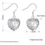 Heart Shaped Filigree Cage Fish Hook S925 Sterling Silver Plated Fashion Dangle Earrings for Women Girls Elegant Love Texture Dangling Jewelry Gifts