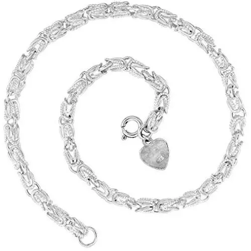 Sterling Silver Turkish Chain Necklaces & Bracelets 4mm for Men and Women Handmade Nickel Free sizes 7-30 inch