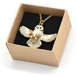 Barn Owl Necklace Hand Painted Porcelain Necklace Ceramic Animal Necklace Pendant