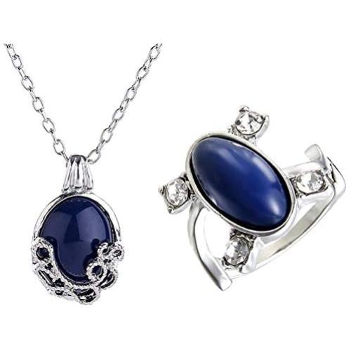 2 Packs Unisex Vampire Diaries Elena Sapphire Crystal Daylight Ring and Katherine Sapphire Crystal Pendant Daywalking Necklace 2 Packs Unisex Vampire Diaries Elena Sapphire Crystal Daylight Ring and Katherine Sapphire Crystal Pendant Daywalking Necklace