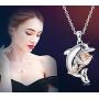 KesaPlan 14K Rose Gold Flower Dolphin Pendant Necklace for Women Dolphin Pendant Necklace Crystals from Swarovski, Valentines day Anniversary Jewelry