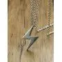 BEANS Stainless Steel Classic Vintage Antique Lightning Bolt Pendant Necklace for Men Women,Free Chain 20 Inches BEANS Stainless Steel Classic Vintage Antique Lightning Bolt Pendant Necklace for Men Women,Free Chain 20 Inches