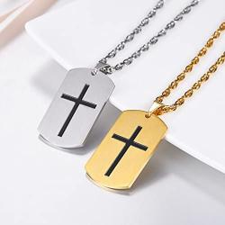 PROSTEEL Stainless Steel Cross Jewelry, Mens Womens Jewelry, Dog Tags Pendant, Military Tag with Words, Inspirational Necklace