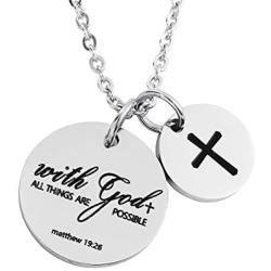 omodofo Christian Necklace Bible Verse Cross Pendant Prayer Charm Necklace Faith Religious Jewelry for Women