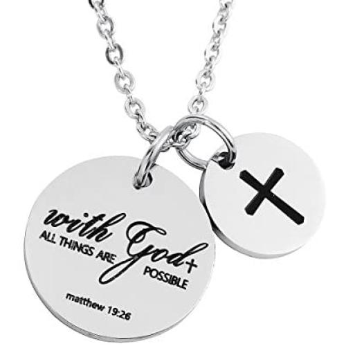 omodofo Christian Necklace Bible Verse Cross Pendant Prayer Charm Necklace Faith Religious Jewelry for Women