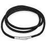Mixiueuro 2mm Black Silk Cord Chain Necklace With Upgrade Ultra Thin Light New Models Stainless Steel Clasp, Hand Made Feel Smooth And for Men Women children