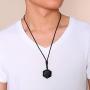 VNOX Messianic Jewish Christian Jewelry Black Obsidian Crystal Cut Star of David Pendant Necklace with Adjustable Handmade Rope