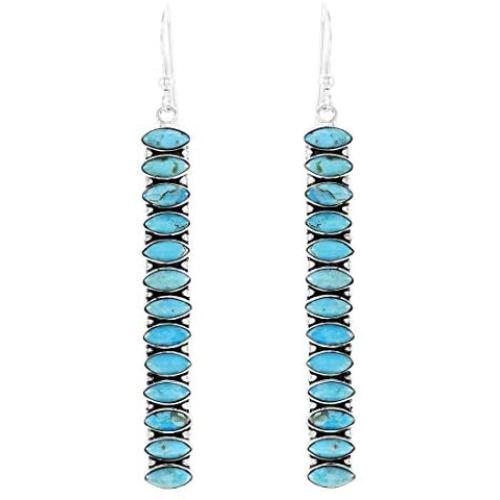 Turquoise Earrings 925 Sterling Silver & Genuine Turquoise (Choose Color)