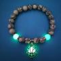 Luminous Glowing in The Dark Moon Lotus Flower Shaped Charm Bracelet for Women Natural Turquoise Stones Yoga Prayer Jewelry
