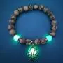 Luminous Glowing in The Dark Moon Lotus Flower Shaped Charm Bracelet for Women Natural Turquoise Stones Yoga Prayer Jewelry