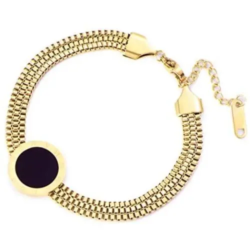 Jertom 14K Gold Plated Cuff Bangle Bracelet for Women and Girls, Auto Spring Clasp Closure, Charm Link Chain Wrist Bracelet Jertom 14K Gold Plated Cuff Bangle Bracelet for Women and Girls, Auto Spring Clasp Closure, Charm Link Chain Wrist Bracelet