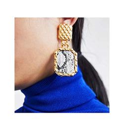 Campsis Vintage Geometric Dangle Earrings Gold Statement Drop Earring Snakeskin Pattern Pendant Earring Halloween Party Jewelry for Women and Girls