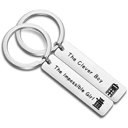 ENSIANTH Doctor Who Inspired Clara and The 11th Doctor Gift The Clever Boy & The Impossible Girl Keychain Set ENSIANTH Doctor Who Inspired Clara and The 11th Doctor Gift The Clever Boy & The Impossible Girl Keychain Set