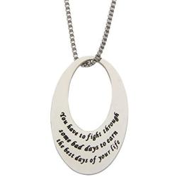 Inspirational Necklace for Women- You Have to Fight Through Some Bad Days, Mantra Inspirational Daily Reminder Necklaces, Inspirational Jewelry & Gifts, 18''