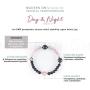 Modern ŌM Day & Night Wrist Mala for Women | Authentic Shungite Stone Bracelet for EMF Protection | 6mm Rose Quartz and Rhodium Plated Sterling Silver Yoga Jewelry