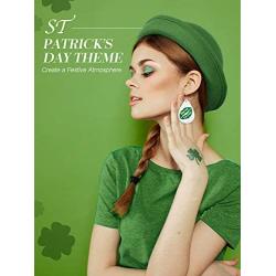 25 Pairs St Patricks Day Faux Leather Hook Earrings Set Green Hat Teardrop Clover Dangle Earrings for Women Girls
