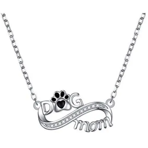 JZMSJF 925 Sterling Silver I Love You Mom Love Heart Necklace Dog Mom Animal Paw Print Pendant for Mother Women Girls JZMSJF 925 Sterling Silver I Love You Mom Love Heart Necklace Dog Mom Animal Paw Print Pendant for Mother Women Girls