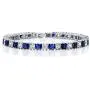Gem Stone King 15.00 Cttw Princess Cut Blue and White Cubic Zirconia CZ Women Tennis Bracelet 7 Inch