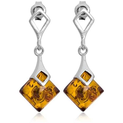 Ian and Valeri Co. Amber Sterling Silver Square Stud Earrings