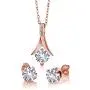 Gem Stone King 3.65 Ct Created Sapphire White Diamond 18K Rose Gold Plated Silver Jewelry Set with 18 Inch Chain Gem Stone King 3.65 Ct Created Sapphire White Diamond 18K Rose Gold Plated Silver Jewelry Set with 18 Inch Chain
