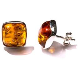 Amber Sterling Silver Perfect Square Stud Earrings