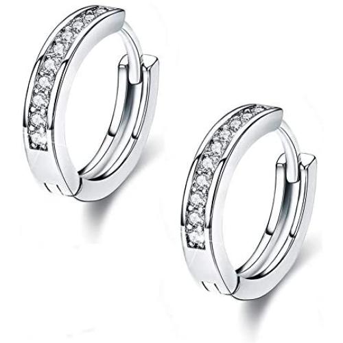 Huggies Earrings, 18K Gold Plated Cubic Zirconia Rhinestone Hoop Earrings for Women Jewelry Gifts
