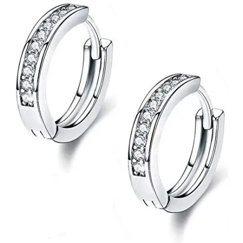 Huggies Earrings, 18K Gold Plated Cubic Zirconia Rhinestone Hoop Earrings for Women Jewelry Gifts Huggies Earrings, 18K Gold Plated Cubic Zirconia Rhinestone Hoop Earrings for Women Jewelry Gifts
