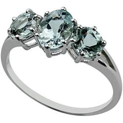 Carillon Stunning Aquamarine Natural Gemstone Oval Shape Wedding Ring 925 Sterling Silver Jewelry For Women for Men