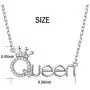 Flyow 925 Sterling Silver White Cz Crown Princess/Queen Pendant Word Charm Necklace for Girlfriend Wife Daughter Granddaughter, 18 Inch + 2 Inch