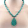 Gem Stone King 22 Inch Blue Simulated Turquoise Howlite Necklace with Drop Shape Pendant and Earring Set