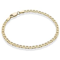 Miabella 18K Gold Over Sterling Silver Italian 3mm, 4mm Solid Diamond-Cut Mariner Link Chain Anklet Ankle Bracelet for Women, 9, 10 Inch Made in Italy