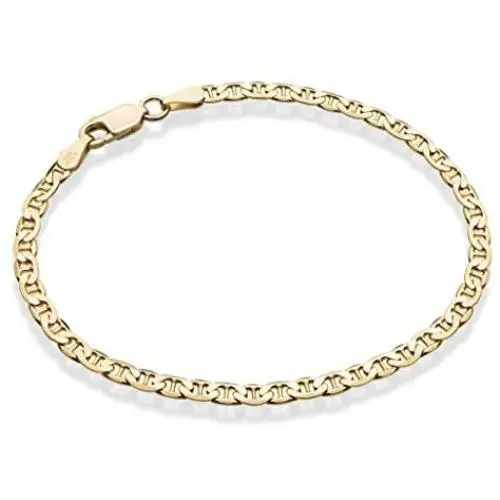 Miabella 18K Gold Over Sterling Silver Italian 3mm, 4mm Solid Diamond-Cut Mariner Link Chain Anklet Ankle Bracelet for Women, 9, 10 Inch Made in Italy Miabella 18K Gold Over Sterling Silver Italian 3mm, 4mm Solid Diamond-Cut Mariner Link Chain Anklet Ankle Bracelet for Women, 9, 10 Inch Made in Italy