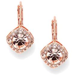 Mariell Tailored Solitaire Drop Earrings with Brilliant Round Crystals in Rose Gold Tone. Loved By All!