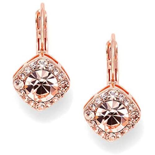 Mariell Tailored Solitaire Drop Earrings with Brilliant Round Crystals in Rose Gold Tone. Loved By All!