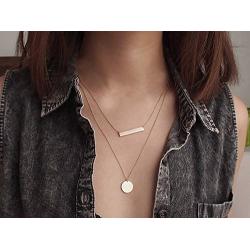 itianxi Dainty Bar Necklace for Women,Gold/Silver Cute Delicate Disc Necklcace,Trendy Elegant Dot Fashion Necklace