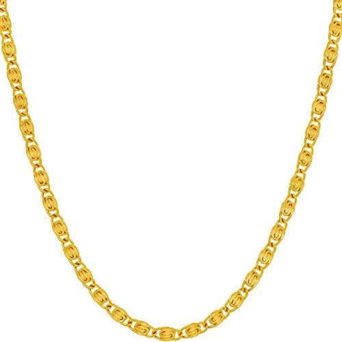 Lifetime Jewelry 3mm Scroll Chain Necklace for Women and Men 24k Real Gold Plated