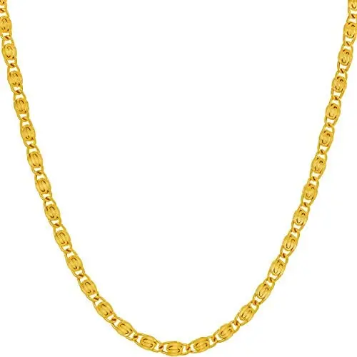 Lifetime Jewelry 3mm Scroll Chain Necklace for Women and Men 24k Real Gold Plated Lifetime Jewelry 3mm Scroll Chain Necklace for Women and Men 24k Real Gold Plated