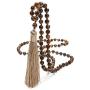 BALIBALI 8MM Beads Chakra Long Mala Necklace Natural Stone Meditation Statement Necklace Japa Yoga Buddhist Rosary Prayer Charm Beaded Tassel Necklace