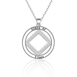 KUIYAI Sober AF Necklace Narcotics Anonymous Recovery Necklace Sobriety Gifts NA Necklace 1 Year 2 Years 3 Years 4 Years 5 Years Sobriety Anniversary Jewelry Sponsor Gift