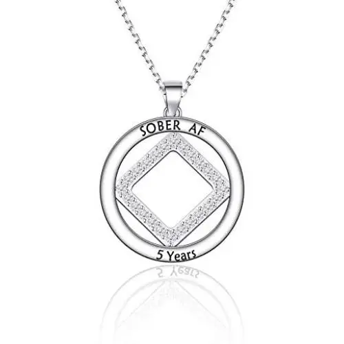 KUIYAI Sober AF Necklace Narcotics Anonymous Recovery Necklace Sobriety Gifts NA Necklace 1 Year 2 Years 3 Years 4 Years 5 Years Sobriety Anniversary Jewelry Sponsor Gift KUIYAI Sober AF Necklace Narcotics Anonymous Recovery Necklace Sobriety Gifts NA Necklace 1 Year 2 Years 3 Years 4 Years 5 Years Sobriety Anniversary Jewelry Sponsor Gift