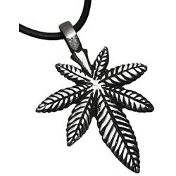 Trilogy Jewelry Pewter Medical Marijuana Pot Leaf Pendant on Leather Necklace