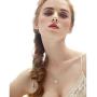 FANCIME White Gold Plated Real Sterling Silver Hypoallergenic Stunning Cubic Zirconia CZs Big/Large Small Daith Flower Knot Studs Earrings Necklace Set For Women Girls Wedding Bridal
